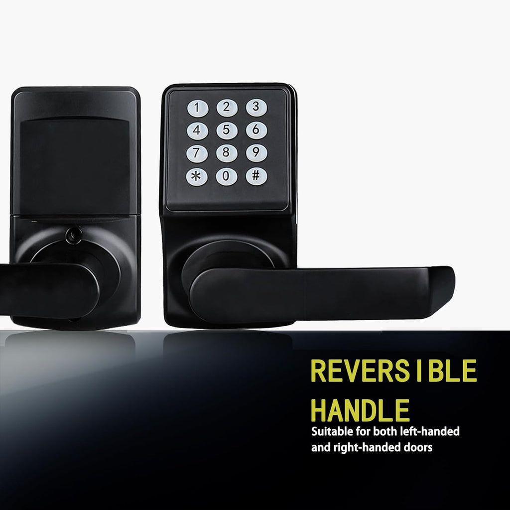 Keypad Door Lock with Handle, Digital Door Lock with Keypad Set,Keyless Entry Door Locks with Handle-IC Card and Anti-peep Password- Easy Installation for Home, Hotel-Matte Black-2PACK Set