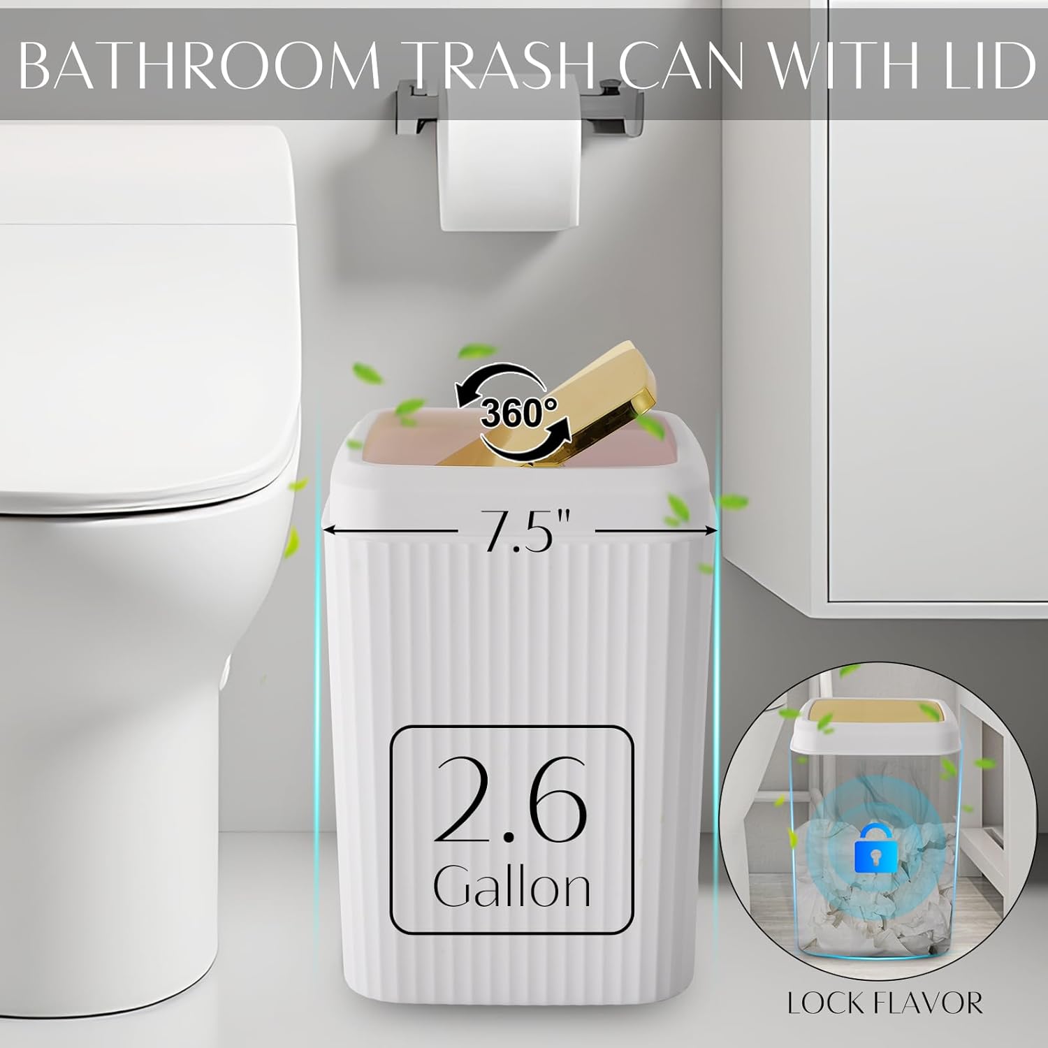17PCS Bathroom Accessory Set Bathroom Set Gold Bathroom Accessories,Toilet Brush, Trash Can, Qtip Holder Dispenser& 3PCS Soap Dispenser