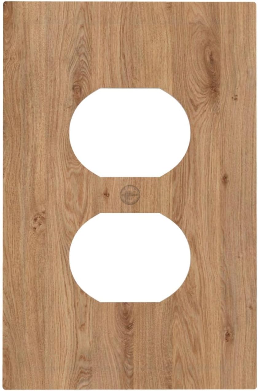 Outlet Covers Vintage Rustic Wood Color Brown Wood Grain 1 Gang Duplex Electrical Receptacle Faceplate Light Switch Cover Wall Plate Decorative Switch Plates for Farmhouse Cabin Decor