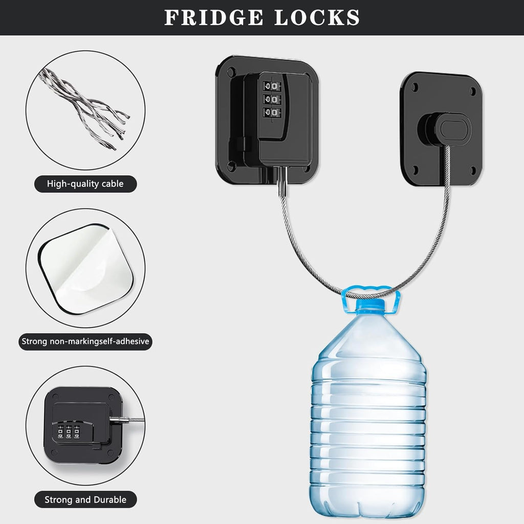 2 Pack Refrigerator Lock, Fridge Locks, Freezer Locks, Mini Fridge Lock for refrigerators, cabinets, Windows, and Drawers, keyless Installation