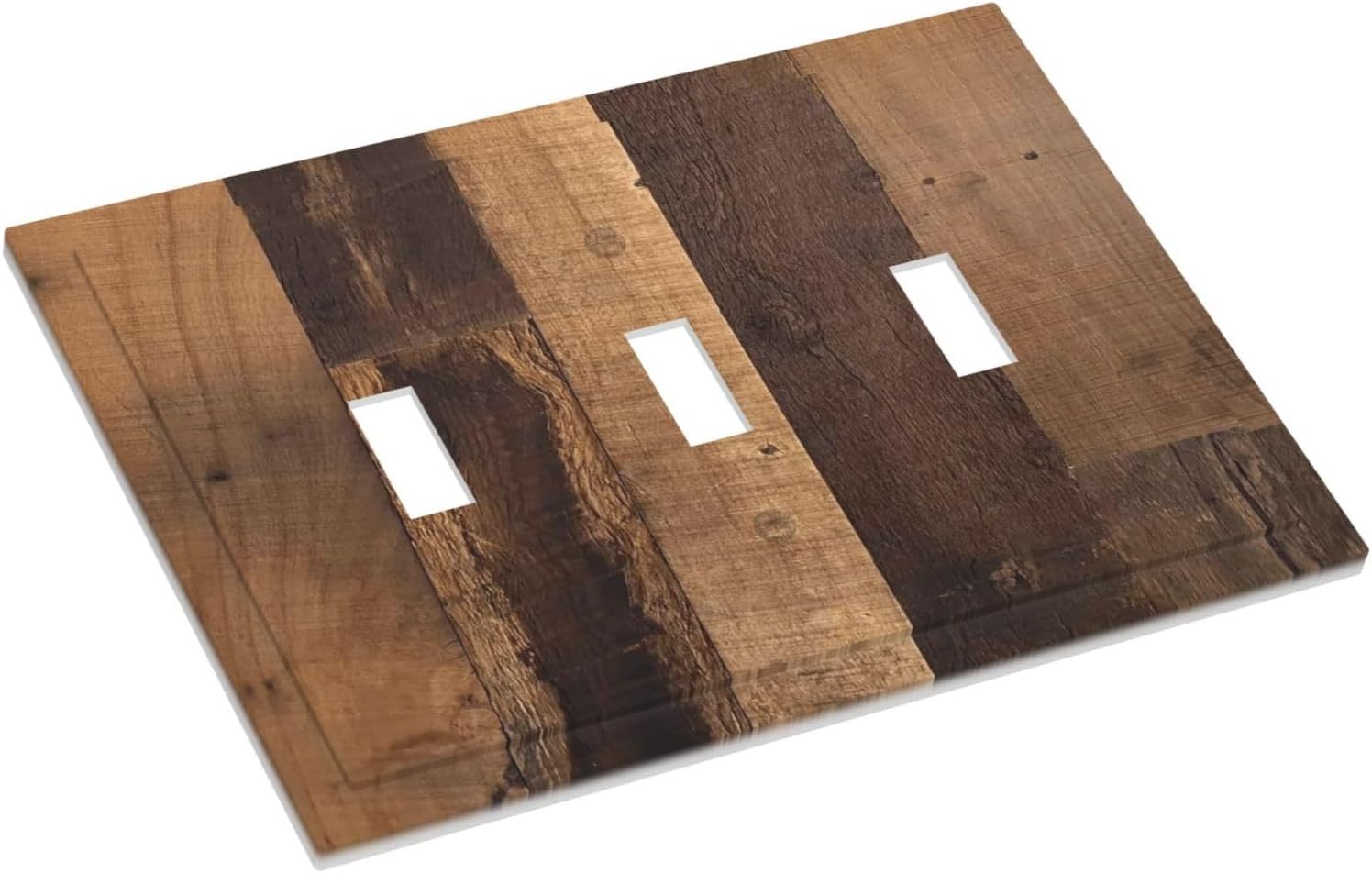Rustic Brown Wood Vintage Wood Board Decorative Switch Plates 3 Gang Wall Plate Triple Toggle Light Switch Cover Faceplate Electrical Wall Panels For Farmhouse Cabin Decor
