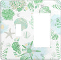 Beach Nautical Starfish Scallop Coral Conch Outlet Covers 1 Toggle 1 Rocker Combination Decorative Wall Plate Electrical Switch Plates Light Switch Cover Plate for Bathroom Home Decor