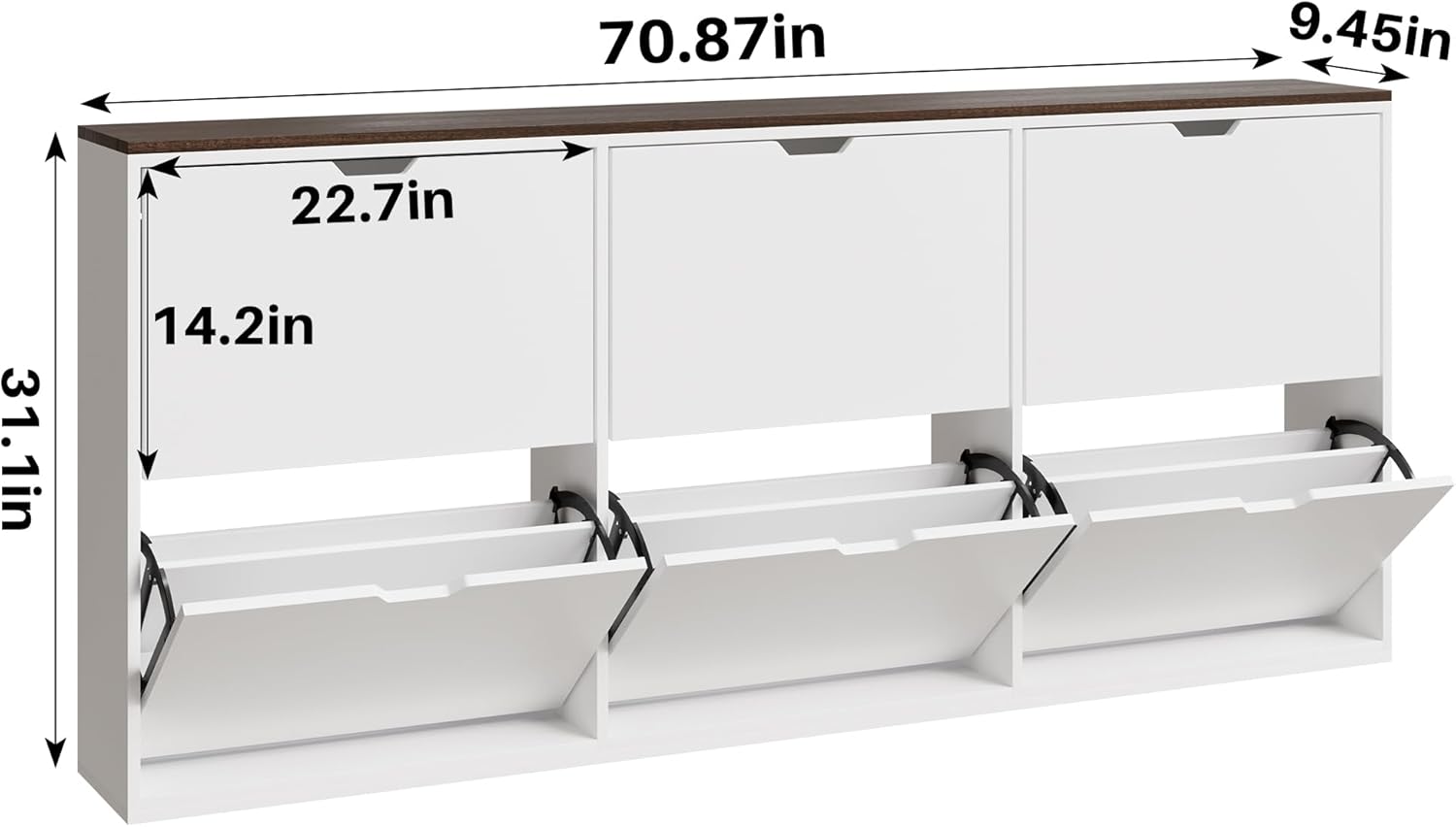 70.9" W Large Shoe Storage Cabinet with 6 Flip Drawers, White Shoe Organizer Cabinet for Up to 36 Pairs, Narrow Shoe Cabinet for Entryway, Hallway, Living Room
