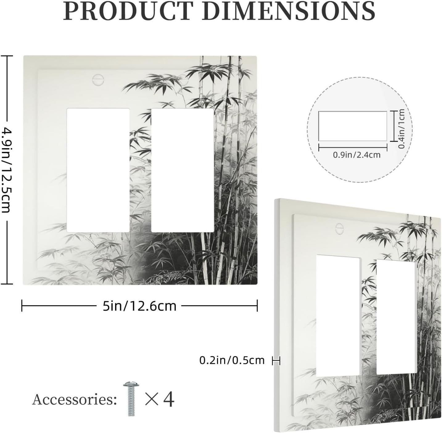 Watercolor Vintage Ink Bamboo Forest Outlet Covers Light Switch Cover Plate 2 Gang Double Rocker Wall Plates Decorative Switch Plates Plug Cover Electrical GFCI Receptacle Cover for Home 4.9 X 5 IN