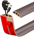 Floor Cord Cover Self Adhesive Cord Hider Floor Extension Cord Covers for Floor Power Cord Protector Cable Management Prevent Cable Trips Cable Cavity 0.32" W x 0.32" H (Brown Walnut Wood, 20Ft)