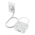 Flat Plug Extension Cord 5 Ft, TESSAN Surge Protector Power Strip Ring Pull with 3 USB (1 USB C) 4 Outlets, 900 Joules Protection, Desktop Charging Station for Home, Office, College, Dorm Room, Gray