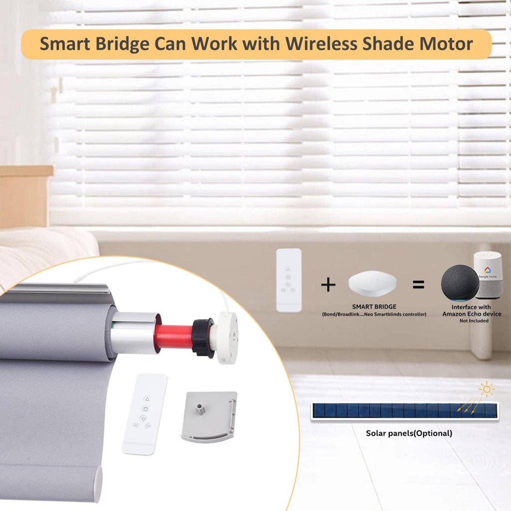 Rollerhouse Roller Blinds Tubular Motor with Rechargeable Lithium Battery for Electric Curtains Fits for 1-3/8 inch(35mm) Tube
