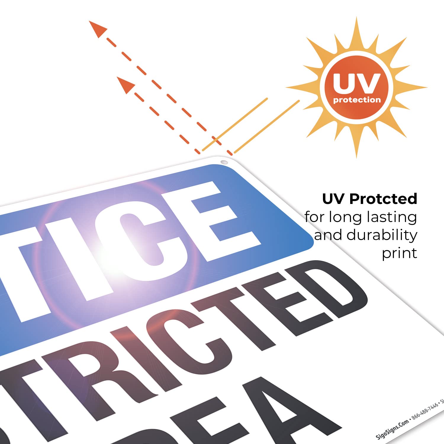 Notice Restricted Area Sign, 10x14 Inches, 55 mil Thick HDPS (high Density polystyrene), Made in USA
