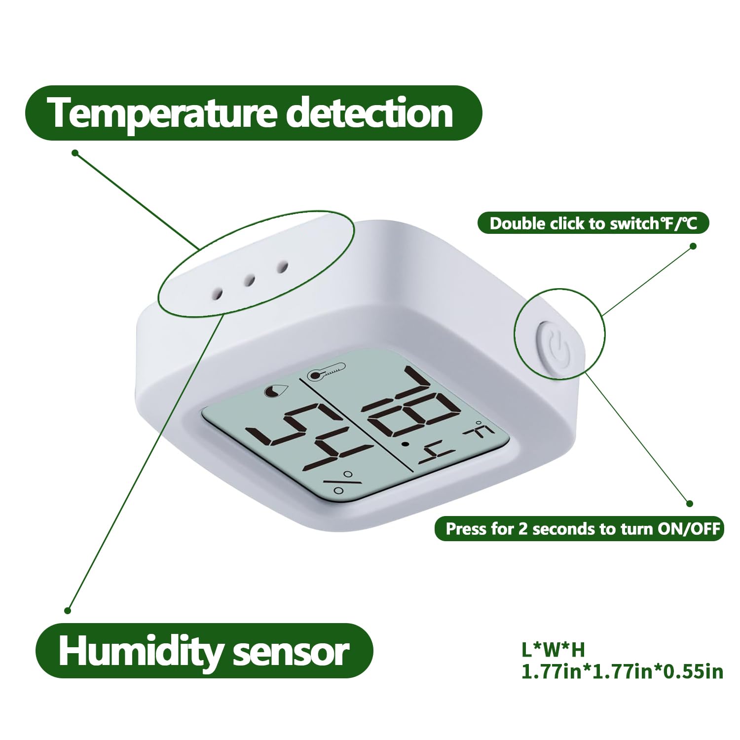 2-Pack Reptile Thermometer and Hygrometer – LCD Digital Temp & Humidity Monitor for Bearded Dragon, Gecko, Snake Tanks, Incubation Boxes, Indoor Pet Habitats
