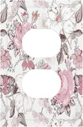 Outlet Covers Modern Watercolor Flower Pink White Wildflower 1 Gang Duplex Electrical Receptacle Faceplate Light Switch Cover Wall Plate Decorative Switch Plates for Bedroom Home Decor