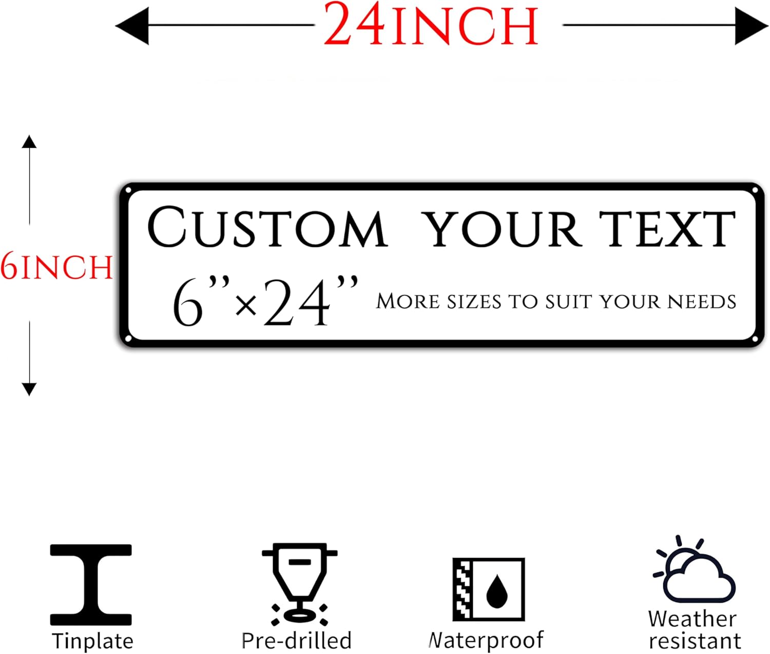 Custom Sign, custom street sign，Aluminum Weatherproof Metal Sign Multiple Sizes, Reflective double-sided, Business, Workplace, office, Home, Delivery Signs(6 * 24 Inch)