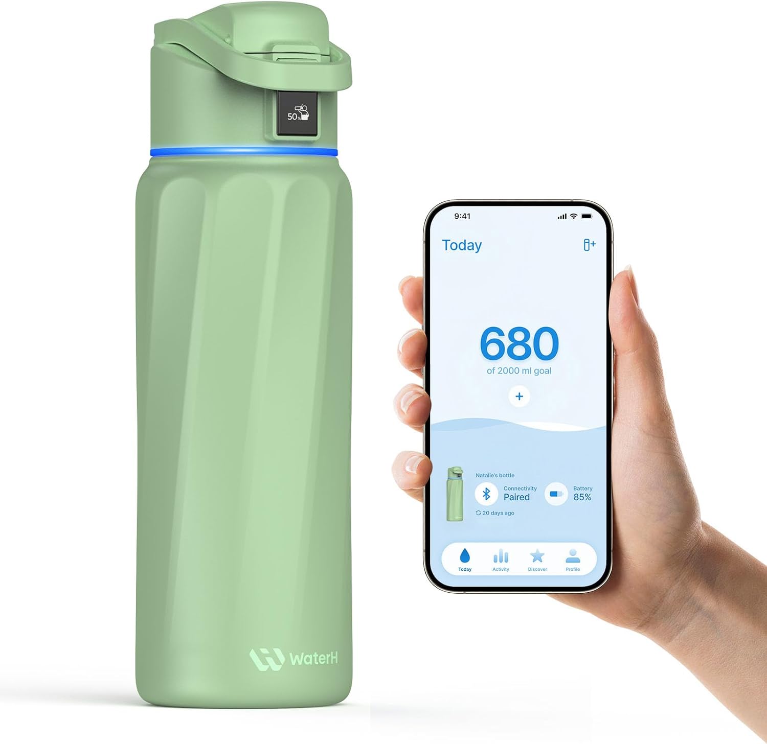 BOOST Smart Water Bottle with Reminder & Tracker, Double Wall Vacuum Insulated Bottles Stainless Steel, 32oz BPA-Free Wide Mouth for Gym, Office, School, Ideal Gift for Christmas, New Year