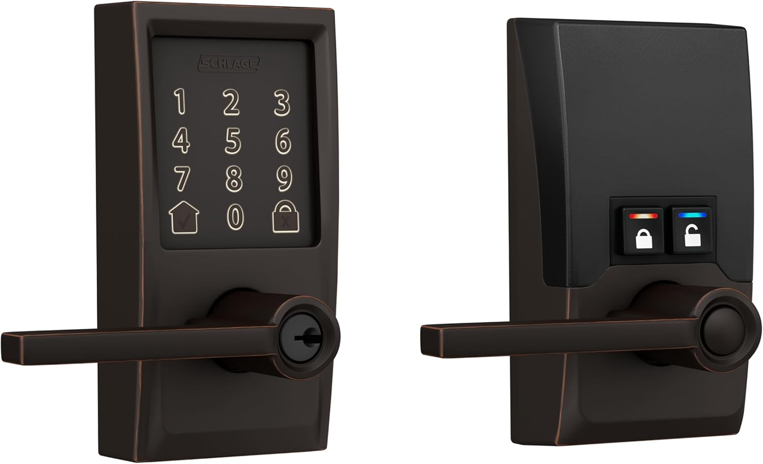 Schlage FE789WBCEN716LAT Encode Century WiFi Latitude Lever Smart Keyless Entry Touchscreen Door Lock, Aged Bronze