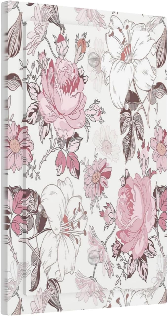 Light Switch Cover Plate Modern Watercolor Flower Pink White Wildflower 1 Gang No Device Blank Electrical Wall Plates Faceplate Decorative Switch Plate for Bedroom Home Decor