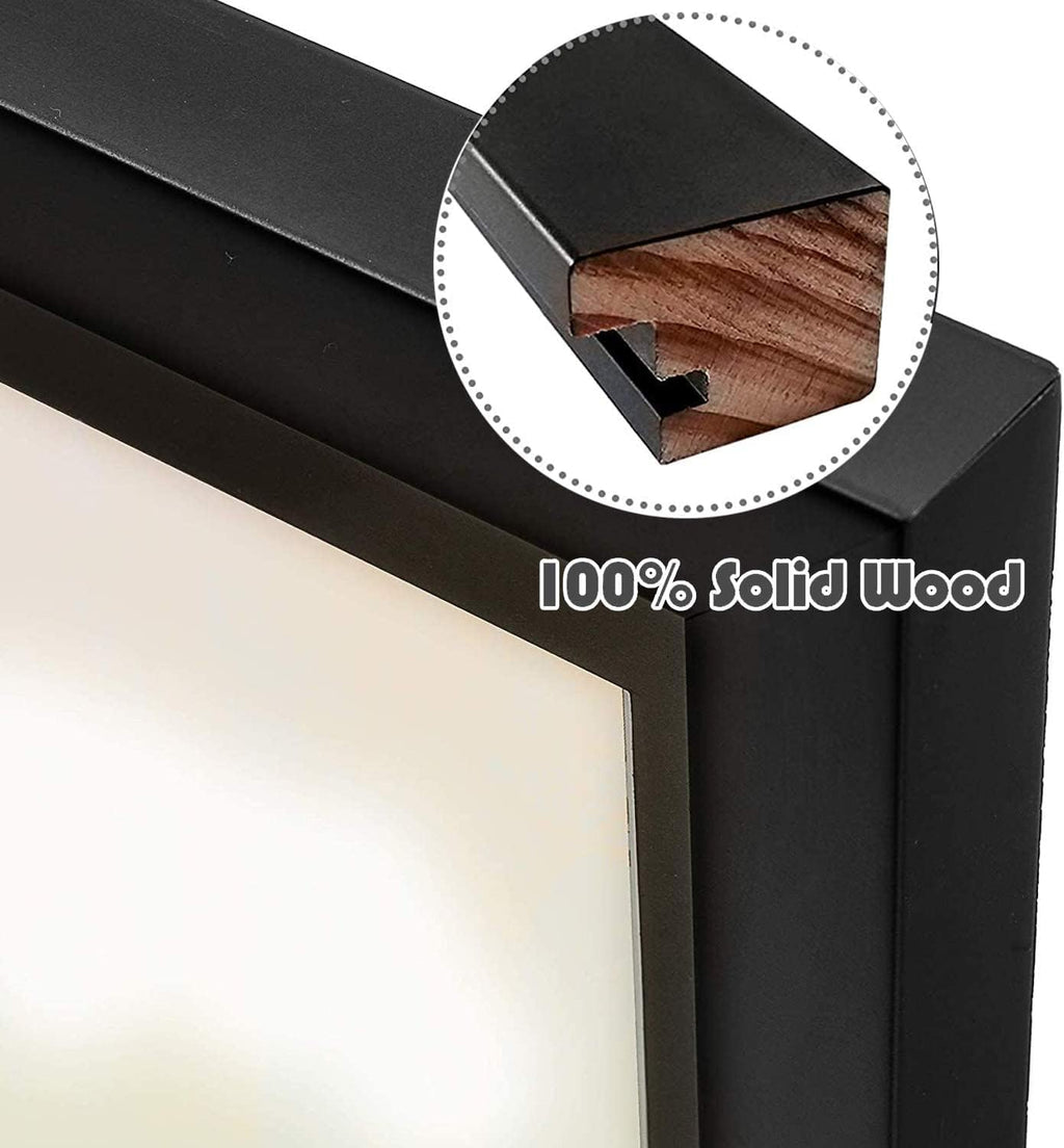 Golden State Art, Set of 10, 9x18 Black Wood Frame - Black Mat for Three 5x7 Pictures - Sawtooth Hangers- Swivel Tabs - Wall Mounting - Landscape/Portrait - Real Glass - Collage Frame