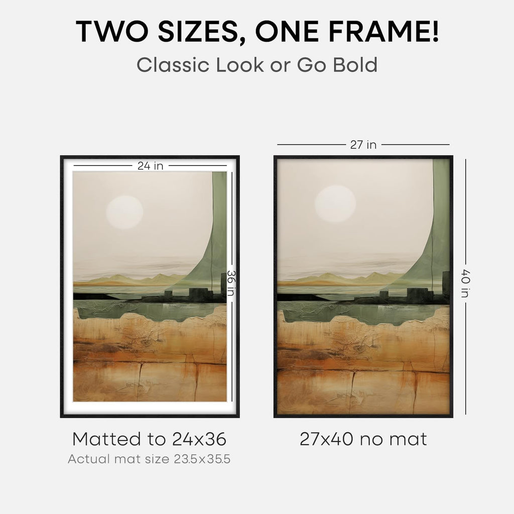 Homeforia 27x40 Picture Frame Black Wood, High End Oak 27x40 Large Picture Frames with Mat 24x36 inch Photo, 27 x 40 Wooden Frame Matted to 24 x 36, 40x27 Thin Frame, Tempered Glass, Wall Kit, Set of 1