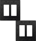 Double Decorator Light Switch Cover NovaBloom Metal Wall Plate, 2-Pack Black 2 Gang Double Rocker, for Receptacle Dimmer GFCI Outlet Switch Cover Decorative Wallplate, Durable