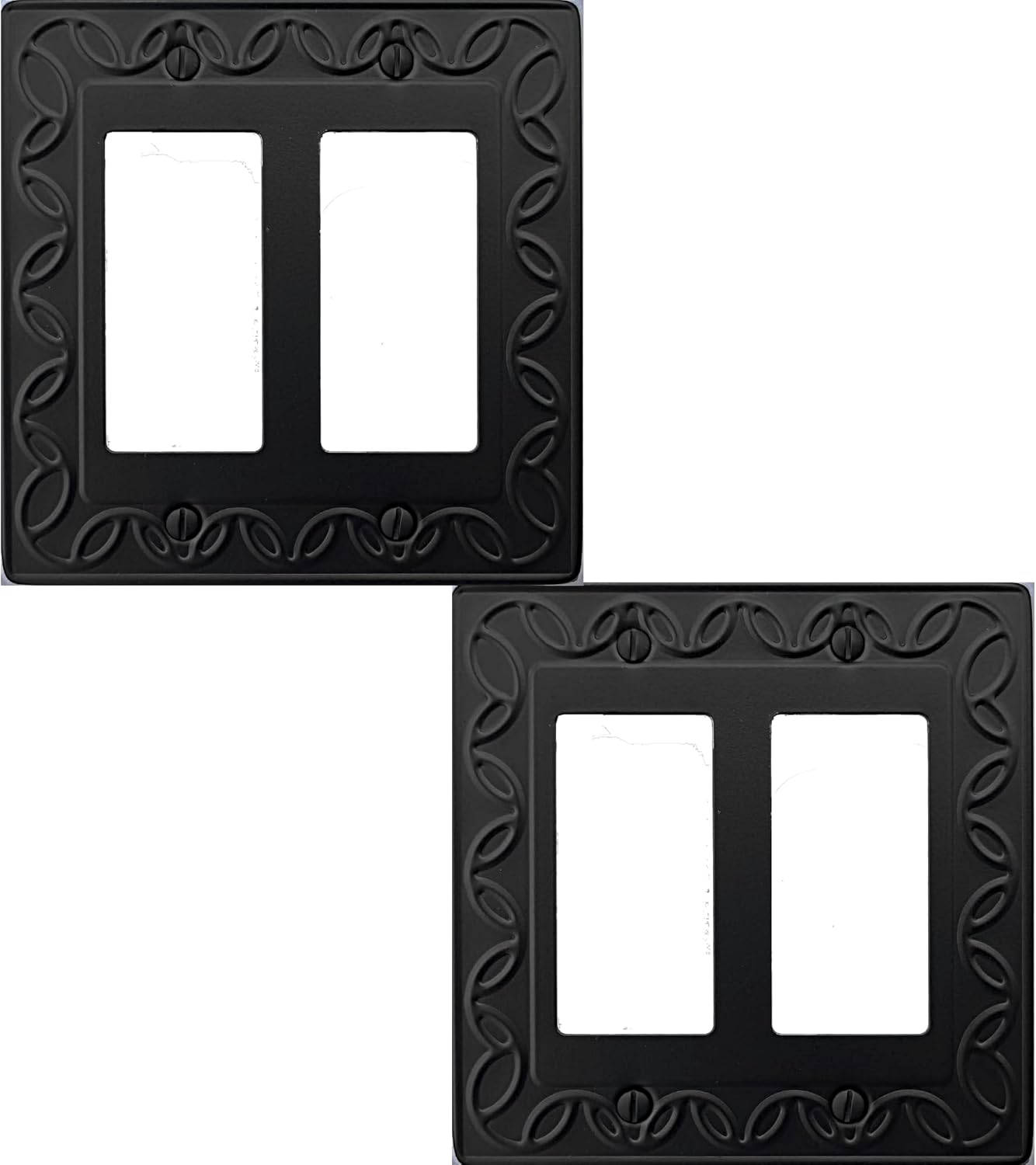 Double Decorator Light Switch Cover NovaBloom Metal Wall Plate, 2-Pack Black 2 Gang Double Rocker, for Receptacle Dimmer GFCI Outlet Switch Cover Decorative Wallplate, Durable