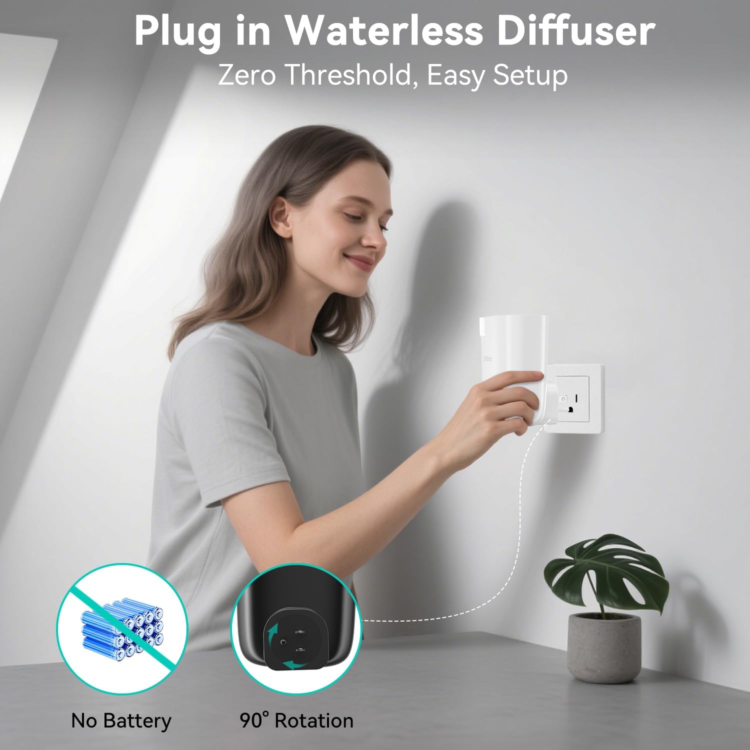 Plug in Diffuser, Waterless Oil Diffuser for Home, Essential Oil Plug in Wall, Smart Bluetooth App Control, Up to 500 Sq.ft Coverage, White