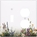Outlet Covers White Background Colorful Flowers Plants Green Leaves 1 Toggle 1 Duplex Switch Plate Covers Electrical Light Switch Cover Plate Decorative Wall Plate Socket Cover for Bedroom Home Decor