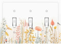 Decorative Switch Plates Colorful Floral Watercolour Cuddly Bird 3 Gang Wall Plate Triple Toggle Light Switch Cover Faceplate Electrical Wall Panels For Bed Room Living Room Decor