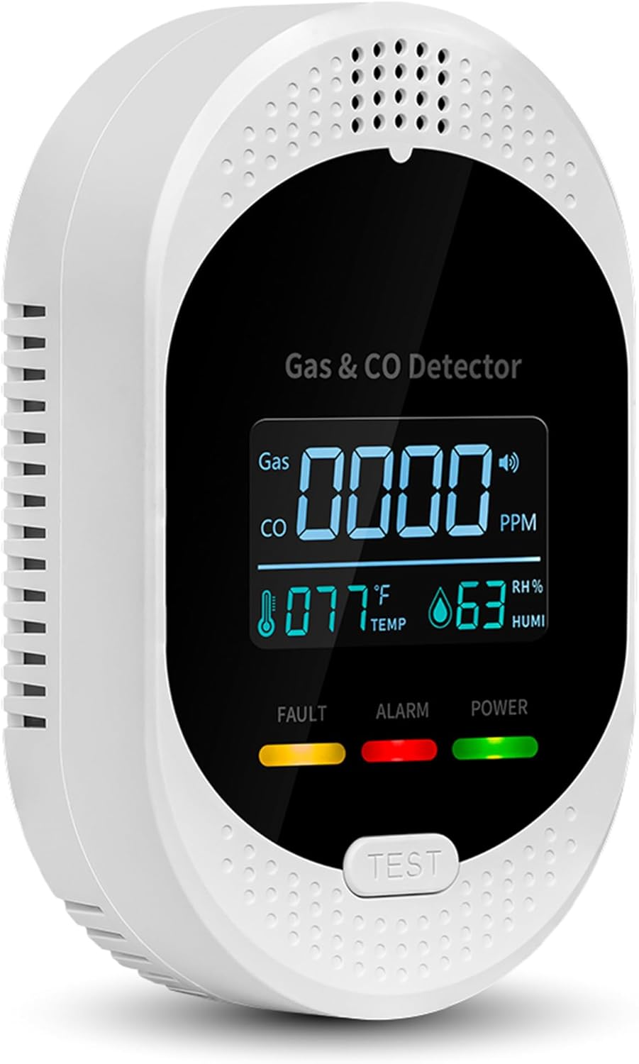 4-in-1 Carbon Monoxide & Natural Gas Detectors with Temperature/Humidity LCD Display, Plug in Co Leak Detector Propane Monitor for Home Travel RV Essentials, Sound Alarm Over 85dB, 1PCS