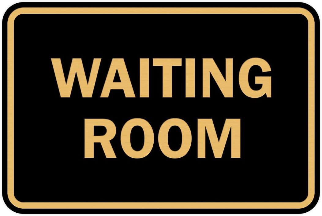 Signs ByLITA Classic Framed Waiting Room (Black/Gold) - Small 2 Pack