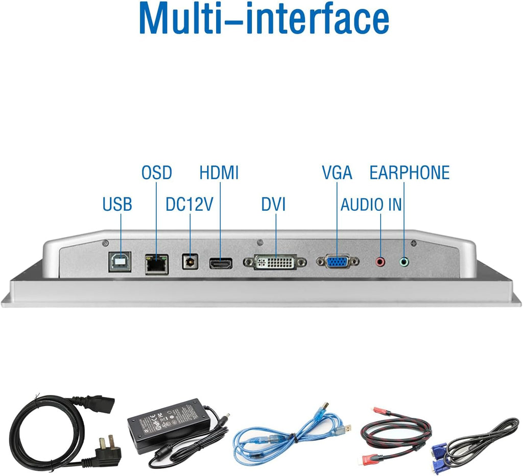 GreenTouch 15 Inch Industrial Display Pure Aluminum 10-Point Capacitive Touch Screen Monitor - HDMI/VGA/DVI Interface - 1024x768
