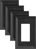 4-Pack Decorator Outlet Cover Plate, Black Decorative Switch Plates and Outlet Covers, Natural Bamboo Fiber Wall Plates for Electrical Outlets, Receptacle, GFCI Outlet, Dimmer Switch