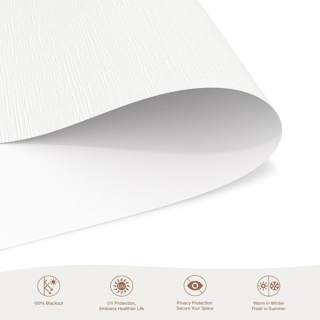 Motorized Roller Blinds with Remote, 100% Blackout Automatic Roller Shades for Bedroom, Bathroom, and Living Room, Customized Size, Moonlight White