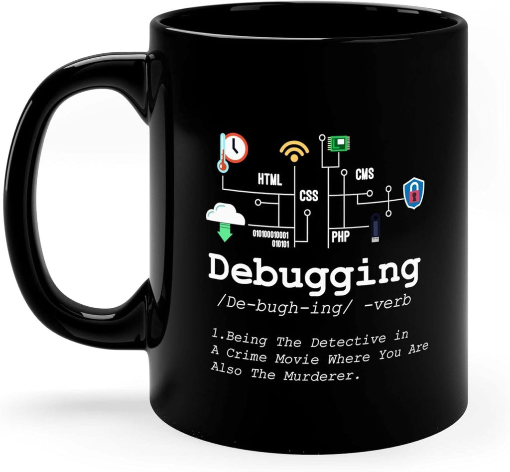Personalized Debugging Definition Mug Funny Gift To Programmer Customized IT Programming Coding Binary Computer Teacher Student 11oz Black Ceramic Mug 11oz