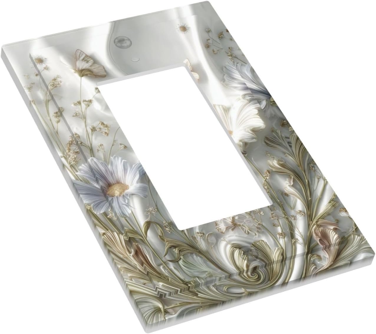 Artistic Flowers Floral Plant 1 Gang Single Rocker Decorative Light Switch Covers Electrical Faceplate Switch Plates for Bathroom Kitchen Home