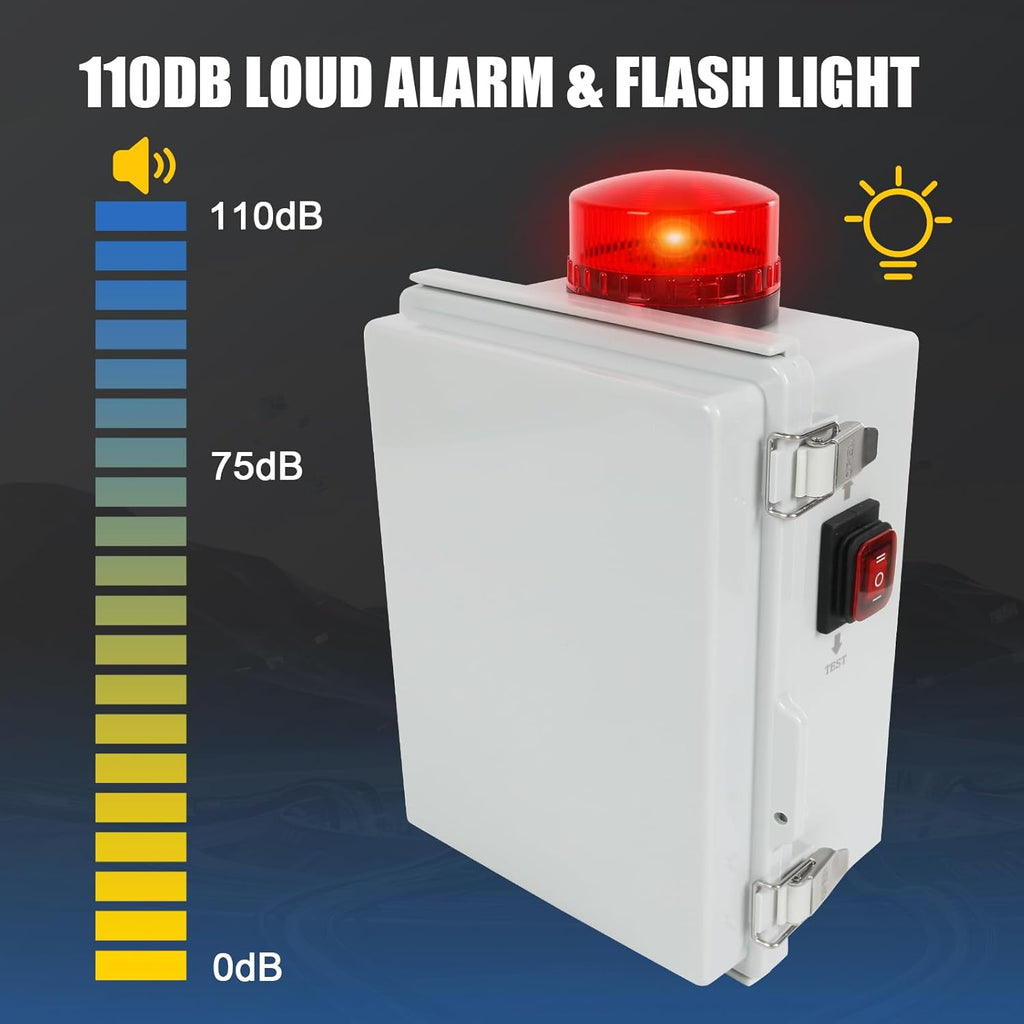 JDMSPEED Sump Pump High Water Septic Tank Alarm with Bright Flashing Light 110 db Alarm IP67 Casing