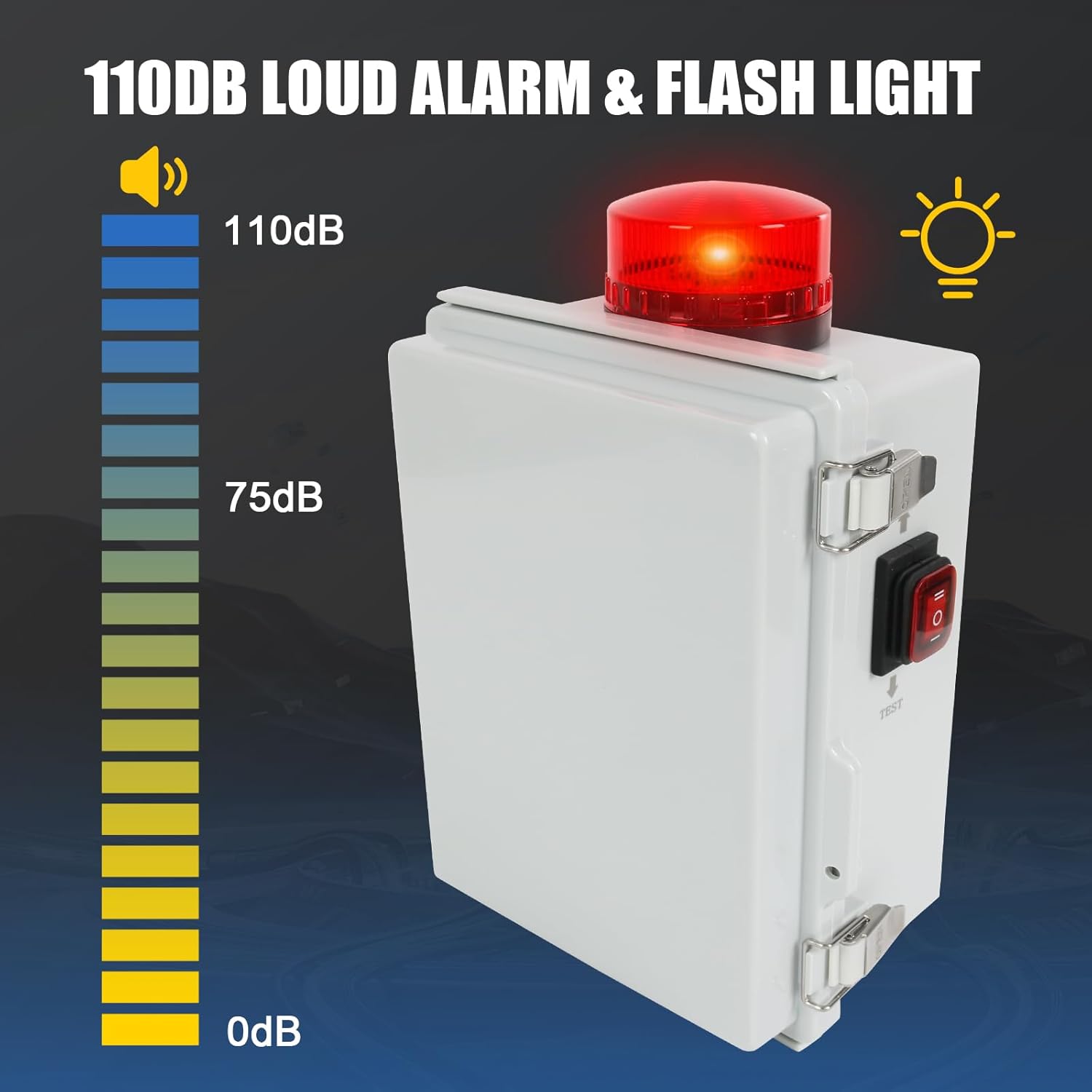JDMSPEED Sump Pump High Water Septic Tank Alarm with Bright Flashing Light 110 db Alarm IP67 Casing