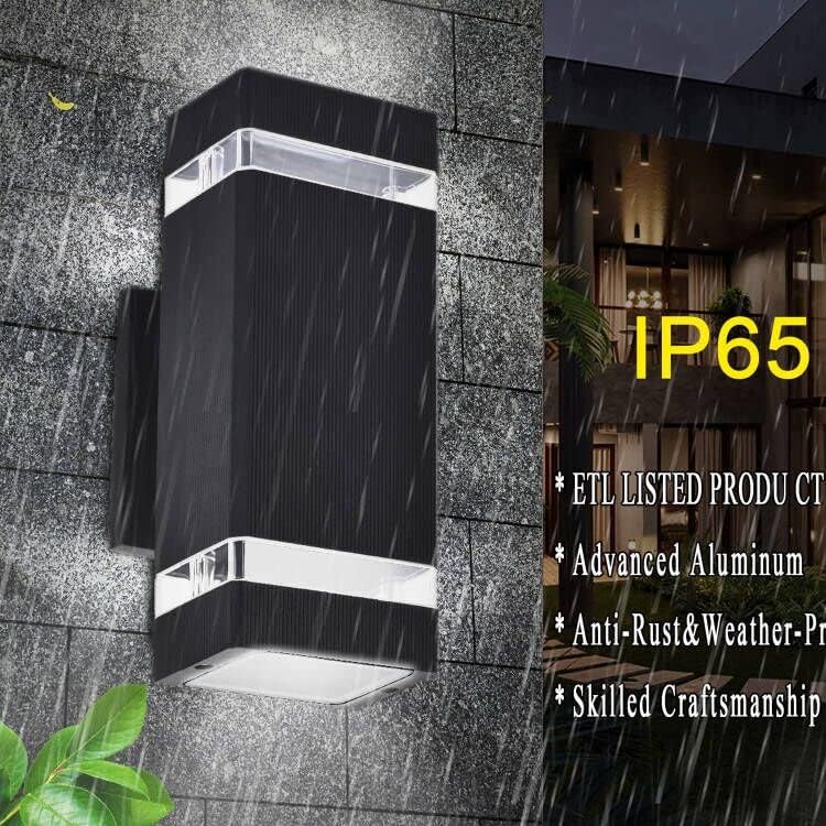 Modern LED Outdoor Wall Lights, Dusk to Dawn Outdoor Lighting Fixtures Wall Mount - ETL Listed,Aluminum Waterproof Front Door Lights 5000k - Up Down Light Fixture for Porch, Patio