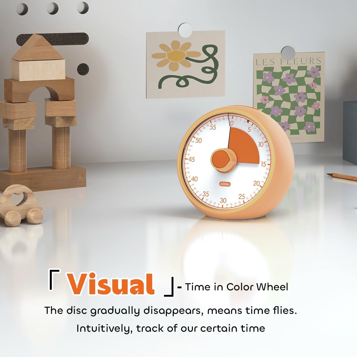 Visual Timer for Kids 60-Minute - Silent Analog Countdown Time Timer with Optional Alarm, Focus Tool for ADHD & Autism, Time Management for Homework, Chores, Office, Kitchen, Teaching & Study Routines