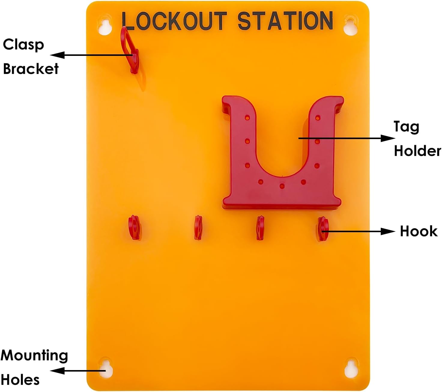 JOJOMARK Lockout Tagout Station Metal Kit with Lock Out Tag Out Loto 2 Hasps, 20 Tags, 20 Nylon Cable, 5 Locks with Number 1-5 (Orange Board kit)