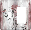 Outlet Covers Pink White Daisy Butterfly Wood Grain 1 Toggle 1 Rocker Combination Decorative Wall Plate Electrical Switch Plates Light Switch Cover Plate for Farmhouse Bathroom Decor