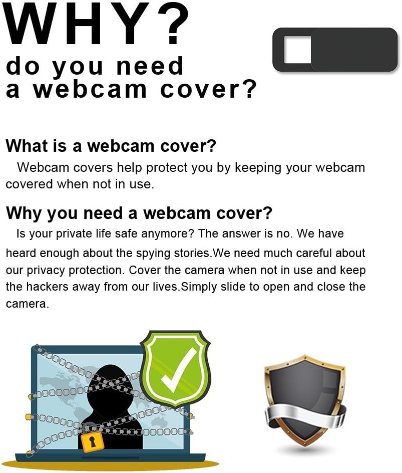 Webcam Cover Slider, Laptop Camera Cover 0.02in Ultra-Thin fits Echo Spot Smartphones Tablets Macbooks Computers Desktops with Strong Adhensive, Protecting Privacy and Securtiy