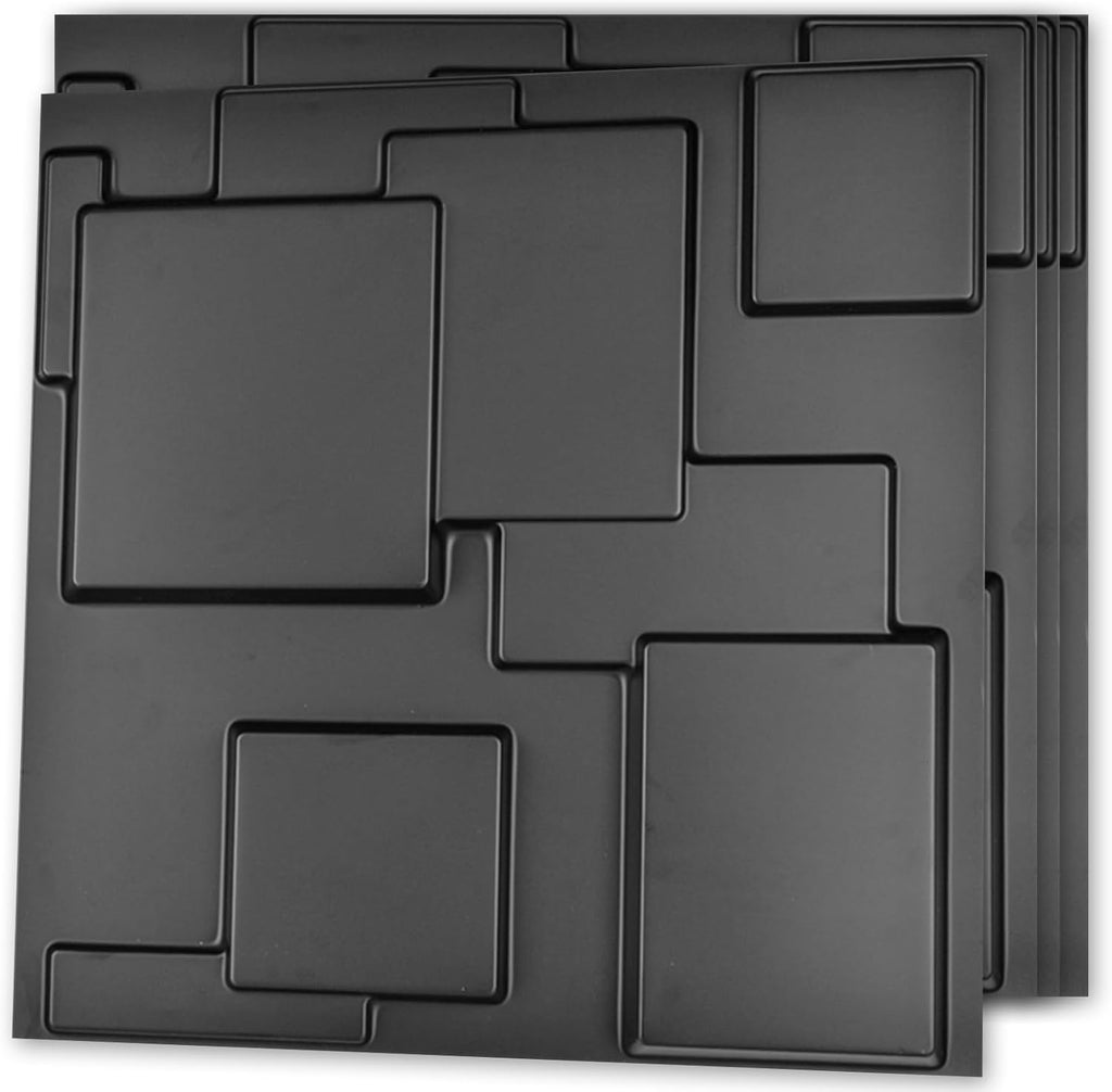 Art3d 19.7" x 19.7" (Pack Of 12) Wall Panel City, Black