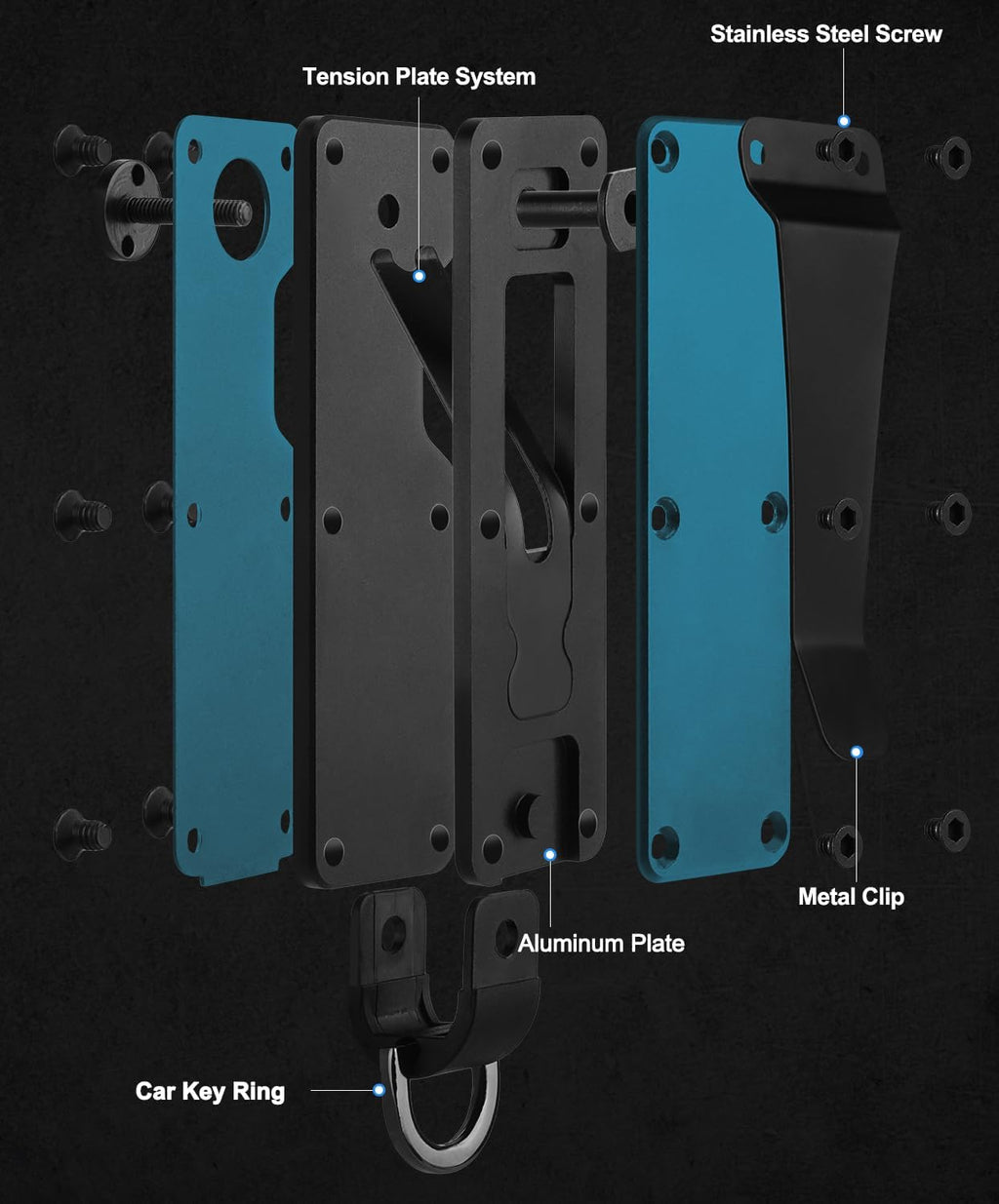 Mens Key Organizer - Compact Metallic Key Holder | Minimalist Innovative Keyholder | Smart Keychain Secures 1-5 Keys