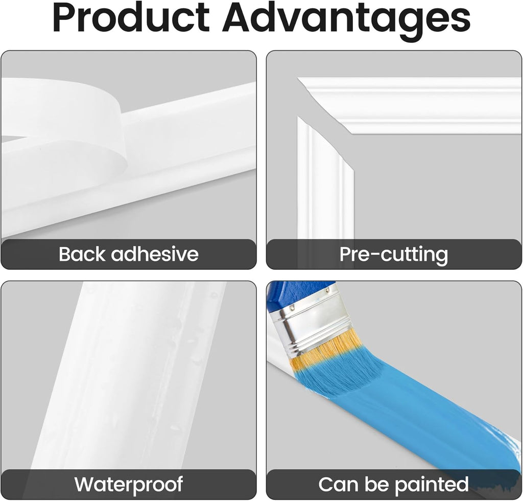 Peel and Stick Wainscoting Panels Kit, 12 Sets 20''x20'' Premade Wall Molding Peel and Stick Panels for Interior Wall Trim, Easy DIY Wainscoting Panels Peel and Stick Decor