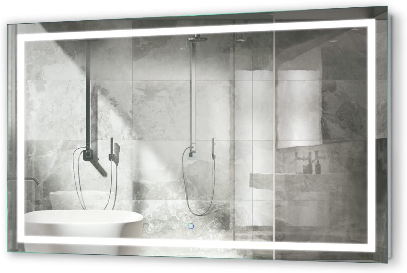 Krugg LED Bathroom Mirror | Lighted Vanity Mirror Includes Dimmer & Defogger | Wall Mount Vertical or Horizontal Installation (54" X 36")