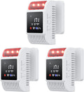 Carbon Monoxide Detectors & Gas Detector, Smoke and Carbon Monoxide Detector Battery Backup with Temperature Humidity Detection, Fire Alarms Smoke Detectors Adjustable Brightness & Sound 3 Pack