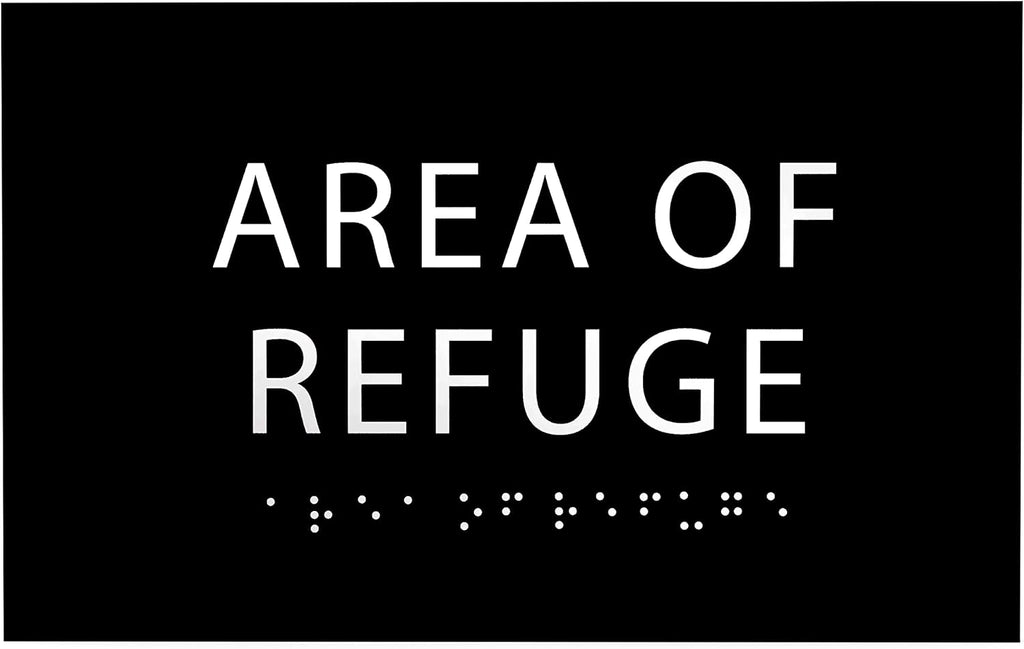 6" X4" Area of Refuge Sign - ADA Compliant Tactile Graphics Grade 2 Braille Text | Wall Mount Plastic Signs for Shopping Malls, Offices, Hotels, Schools, Apartments & Restaurants