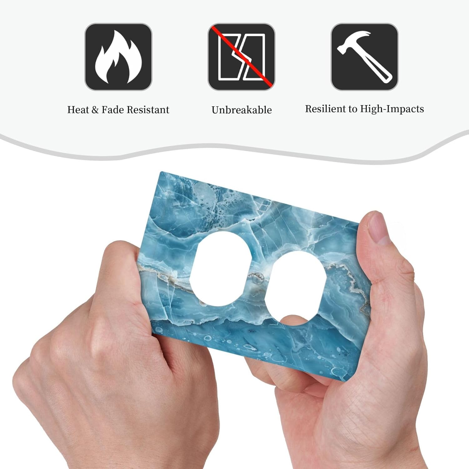Decorative Outlet Covers Abstract Watercolor Blue Marble Texture 1 Gang Duplex Light Switch Cover Plate Unique Wall Plates for Electrical Outlets Switch Plate Covers for Bedroom Home Decor