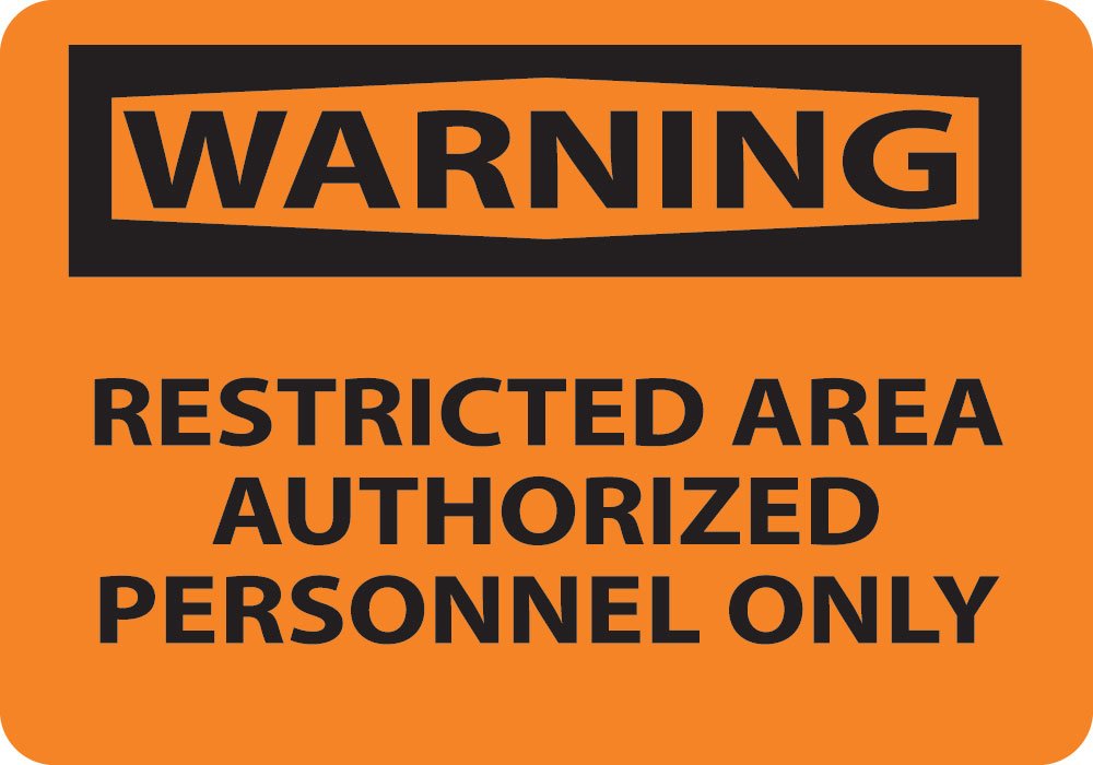 National Marker W10RB "Warning, Restricted Area Authorized Personnel Only" Sign, Rigid Plastic, 10" x 14"