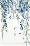 Decorative Light Switch Cover Boho Vintage Flowers Blue Green Sage 1 Gang Single Toggle Device Electrical Faceplate Switchplates Decorator Outlet Wall Plate for Bedroom Farmhouse Decor