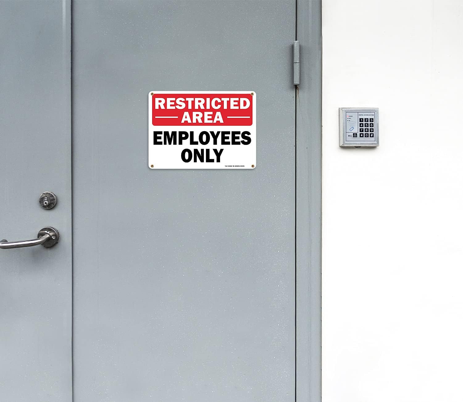 Restricted Area Sign Employees Only Sign - 2 Pack - 10 x 7 Inches Rust Free .040 Aluminum - UV Protected, Waterproof, Weatherproof and Fade Resistant - 4 Pre-drilled Holes