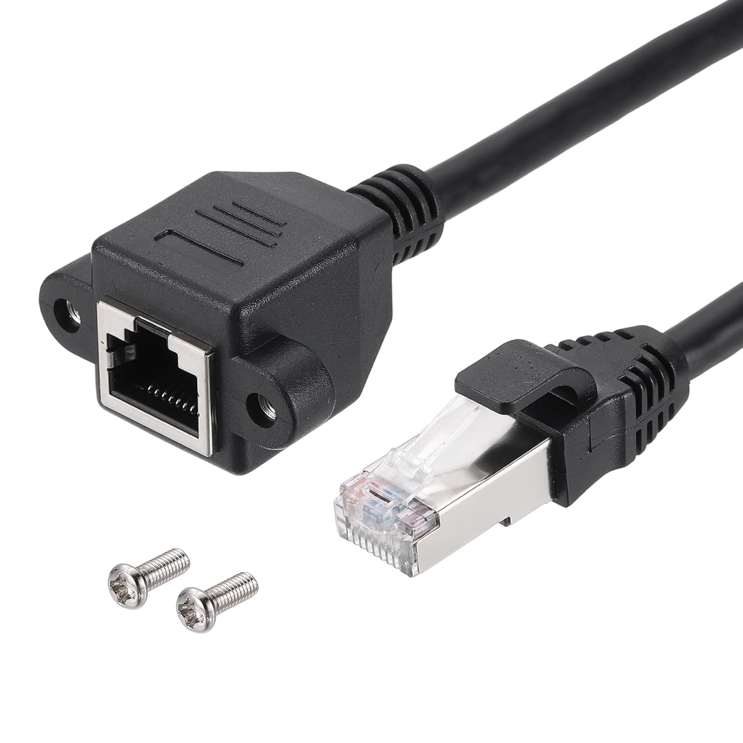 MECCANIXITY Cat6 Ethernet Extension Cable, 9.8Ft RJ45 Male to Female Screw Panel Mount Ethernet Cable Extender with 2pcs Screw for Router Modem PC Laptop Smart TV Printer